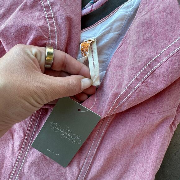 Anthropologie Maeve Pale Red Plaid Gingham Tie Back Dress Size 2 MSRP $168 NWT - Picture 3 of 6